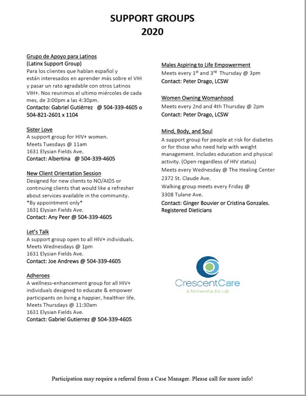 crescentcare support groups