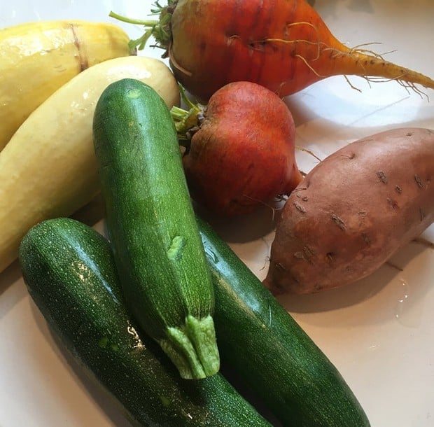 Image: zucchini, summer squash, rutabagas, yams.